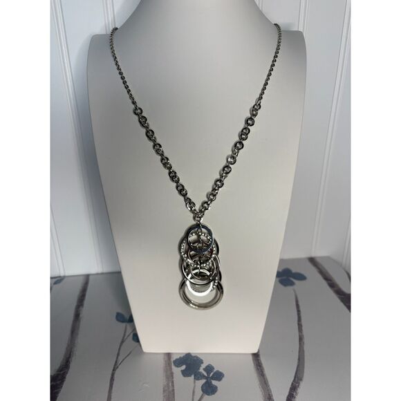 New York & Company Silver Rhinestone Pendant Necklace - Picture 2 of 7